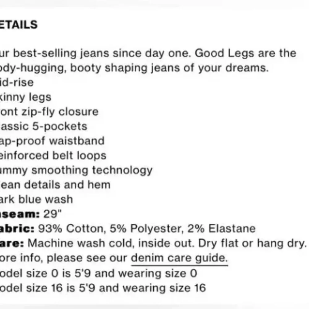 Good American Good Legs Sculpting Jeans Size 16 Dark Wash Organic Cotton - Picture 5 of 7
